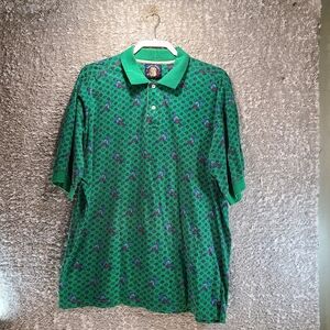 Vintage Salty Dog Polo Shirt Men's Large Green Hawaiian Bird Print Cotton